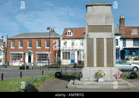 Dereham town centre and war memorial, Norfolk. Stock Photo