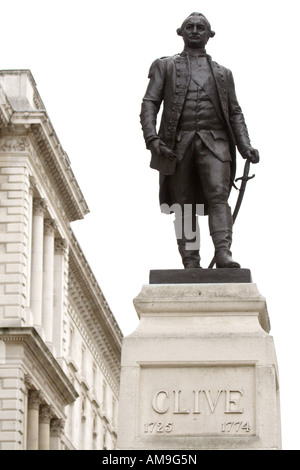 The statue of Robert Clive (1725 to 1774) in central London. Clive is remembered for victory at the Battle of Plessey. Stock Photo