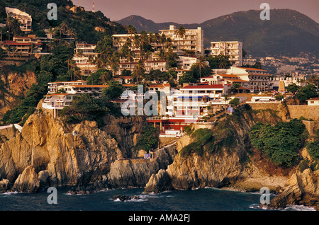 La Quebrada hotels from Sinfonia del Mar viewpoint, Acapulco, Mexico Stock Photo