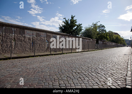 Part of one of the few stretches of the Berlin Wall, separating East and West Berlin, still in existence Stock Photo