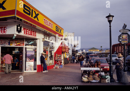 Avenida Lopez Mateos, souvenir shops in Ensenada, Baja California, Mexico Stock Photo