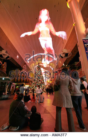 lightshow Fremont street downtown Las Vegas NV Nevada Stock Photo