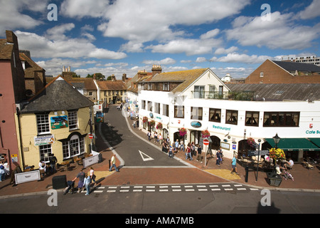UK Dorset Poole Old Town Quay High Street elevated view Stock Photo