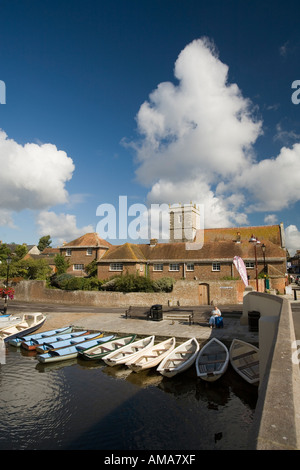 UK Dorset Wareham rowing boats at Town Quay on River Frome Stock Photo