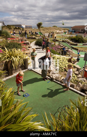 UK Dorset Poole Harbour Sandbanks promenade crazy golf amongst civic floral planting Stock Photo