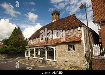 West Sussex South Downs Petworth Saddlers Row antique shop in picturesque old house Stock Photo