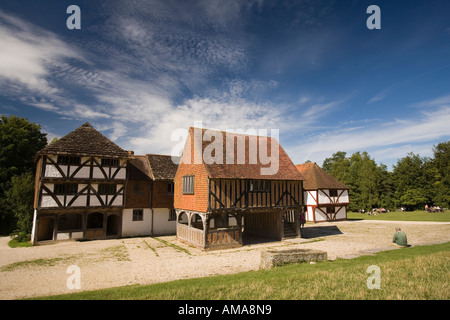 West Sussex Singleton Weald Downland Museum reconstructed medieval buildings in village centre Stock Photo