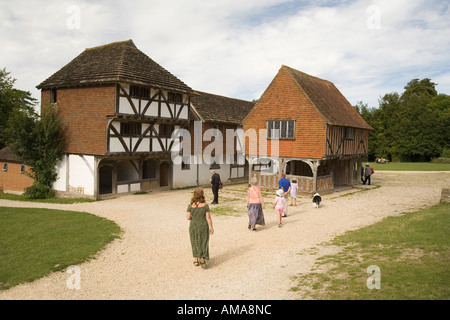 West Sussex Singleton Weald and Downland Museum reconstructed medieval buildings in village centre Stock Photo