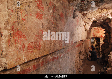 Maya, Maya Murals, San Bartolo, Guatemala, Dr. Bill Saturno Stock Photo