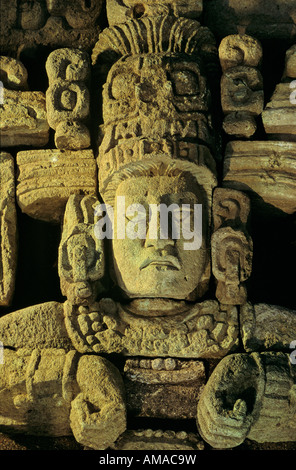 Copan, Honduras, Maya,Corn God Sculptures Stock Photo