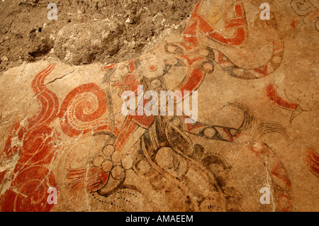 Maya, Maya Murals, San Bartolo, Guatemala, Dr. Bill Saturno Stock Photo