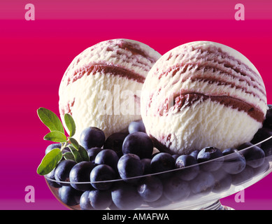 Blueberry yoghurt ice cream, close-up Stock Photo