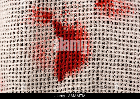 Blood stains on a bandage Stock Photo