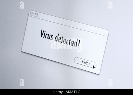 Virus warning on computer screen Stock Photo