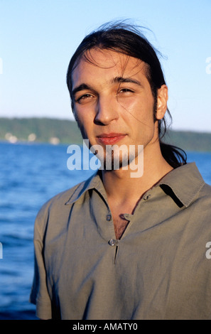 Young man, portrait, looking into camera Stock Photo