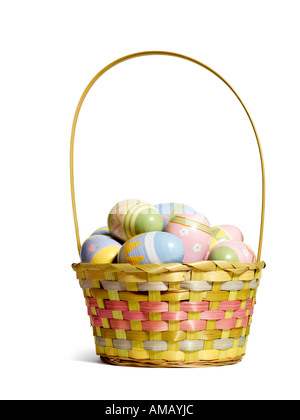 easter basket eggs Stock Photo