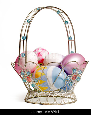 easter basket eggs Stock Photo