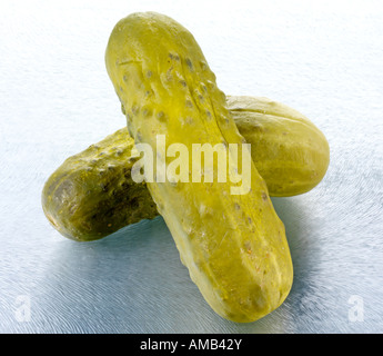 TWO POLISH PICKLES OR GHERKINS Stock Photo