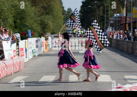 Grid girls at Heikki Kovalainen Karting race August 2006 Stock Photo