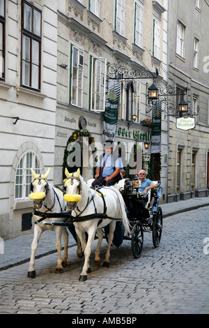 Aug 2008 - Horse drawn carriages Vienna Austria Stock Photo