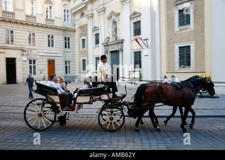 Aug 2008 - Horse drawn carriages Vienna Austria Stock Photo