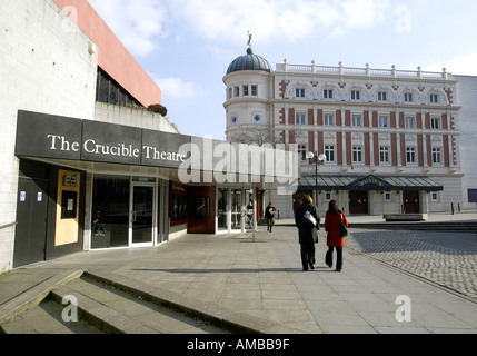 The Crucible and Lyceum Theatres in Sheffield City centre South Yorkshire Stock Photo
