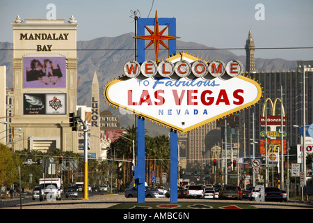 Welcome to Las Vegas sign, The Strip, Las Vegas, Nevada, USA Stock Photo
