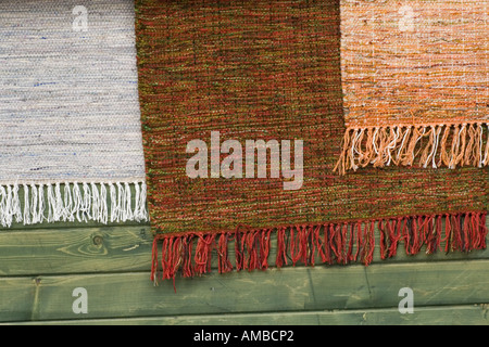 Handmade bedspreads in the exhibition, Cracow, Poland Stock Photo