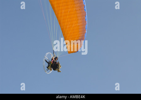 powered parachute in flight, Germany, Saarland Stock Photo