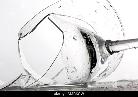 close up of broken glass on white background Stock Photo