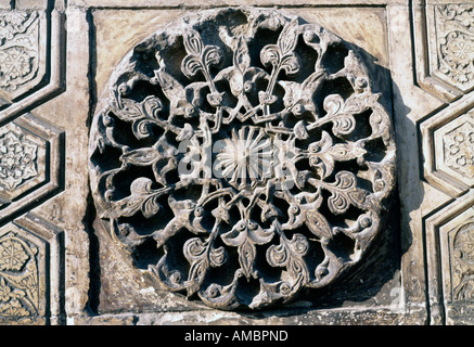 Sultan Hasan complex, entrance portal, Cairo, Egypt, detail of stone carving Stock Photo