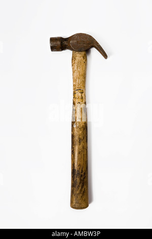 A time-worn claw hammer on white background Stock Photo