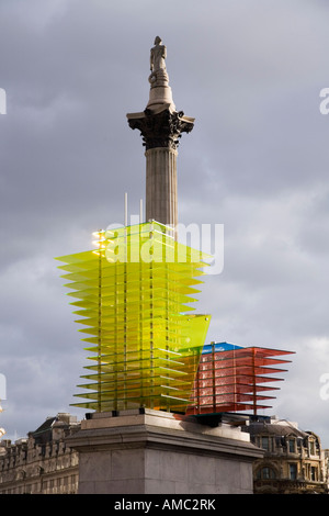 Thomas Schutte's Model for a Hotel 2007 sculpture on the north-west corner spot plinth Trafalgar Square London UK Stock Photo