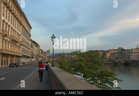 Florence Italy sun sunny terrace terraces thorough thoroughfare tourist tourists touring transport Stock Photo