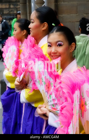 South Korean circus performers at the Edinburgh Festival 2007 Stock Photo