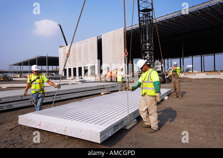 Warehouse Construction Using Prefabricated Concrete Wall Sections Stock Photo