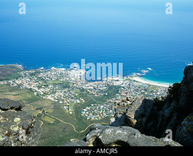CAPE TOWN SOUTH AFRICA October View across the city Clifton and Camps Bay from the top of Table Mountain Stock Photo