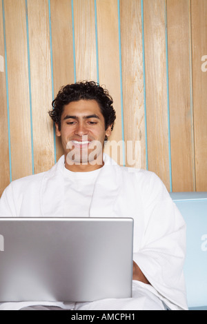 Man With Laptop Computer Stock Photo