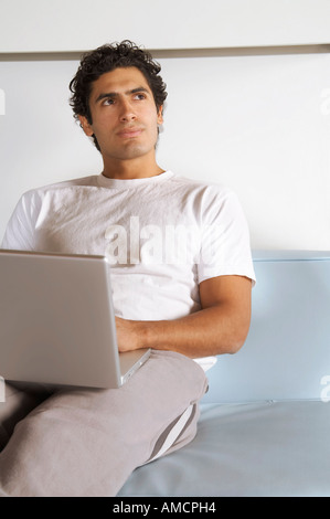 Man With Laptop Computer Stock Photo