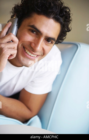 Man Using Cell Phone Stock Photo