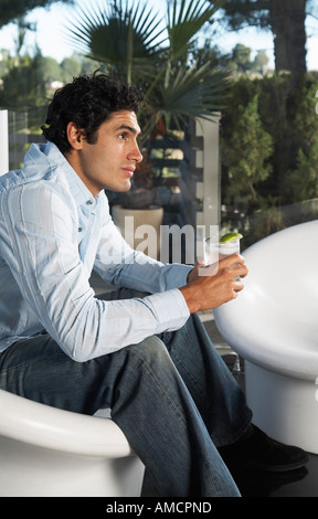 A Man With A Drink Stock Photo