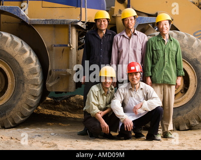 Portrait of five construction workers outdoors Stock Photo