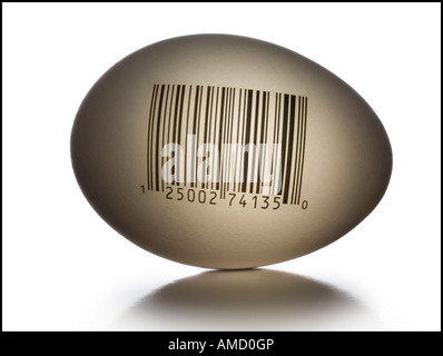 Egg with bar code and numbers Stock Photo