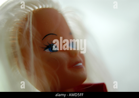 Close up Barbie doll head lots of hair Stock Photo