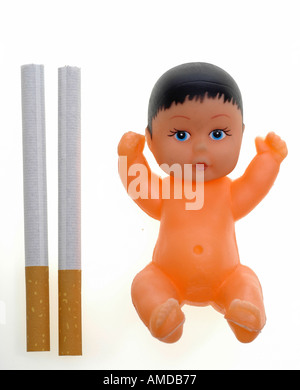 doll with cigarettes Stock Photo