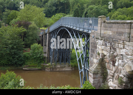 View through the intricate metal structure of Ironbridge built by Abraham Darby at Coalbrookdale Stock Photo