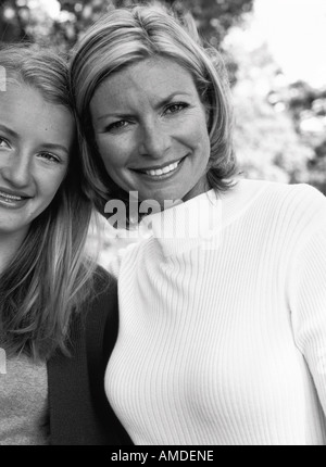 Portrait of Mother and Daughter Outdoors Stock Photo