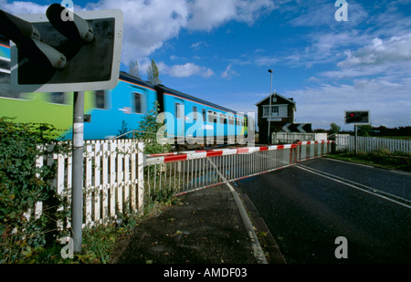 Automatic level crossing, Thorpe Willoughby, Yorkshire, England, UK. Stock Photo