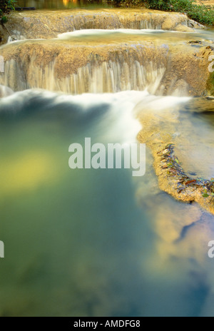 Water Rushing over Rocks, Agua Azul National Park, Chiapas, Mexico Stock Photo