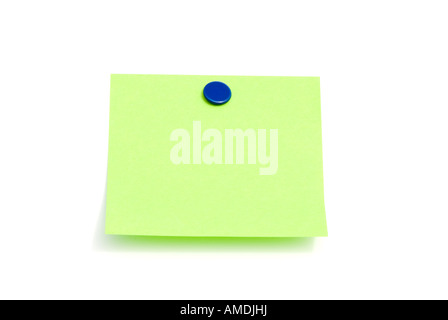 An isolated green sticky back note ready for user to fill in text Stock Photo